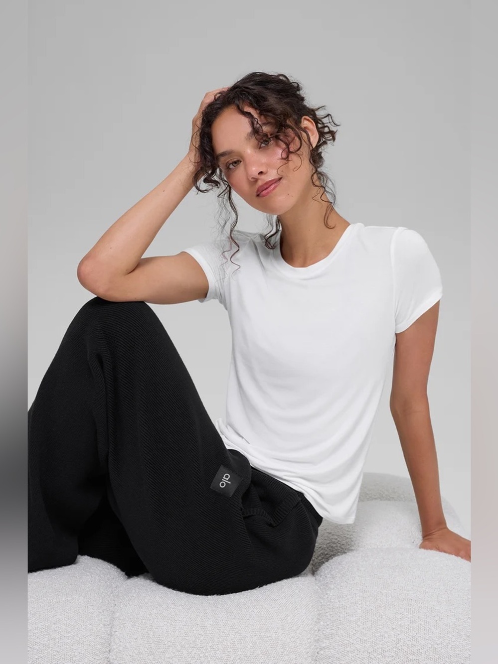 Alo Yoga All Day Short Sleeve White
